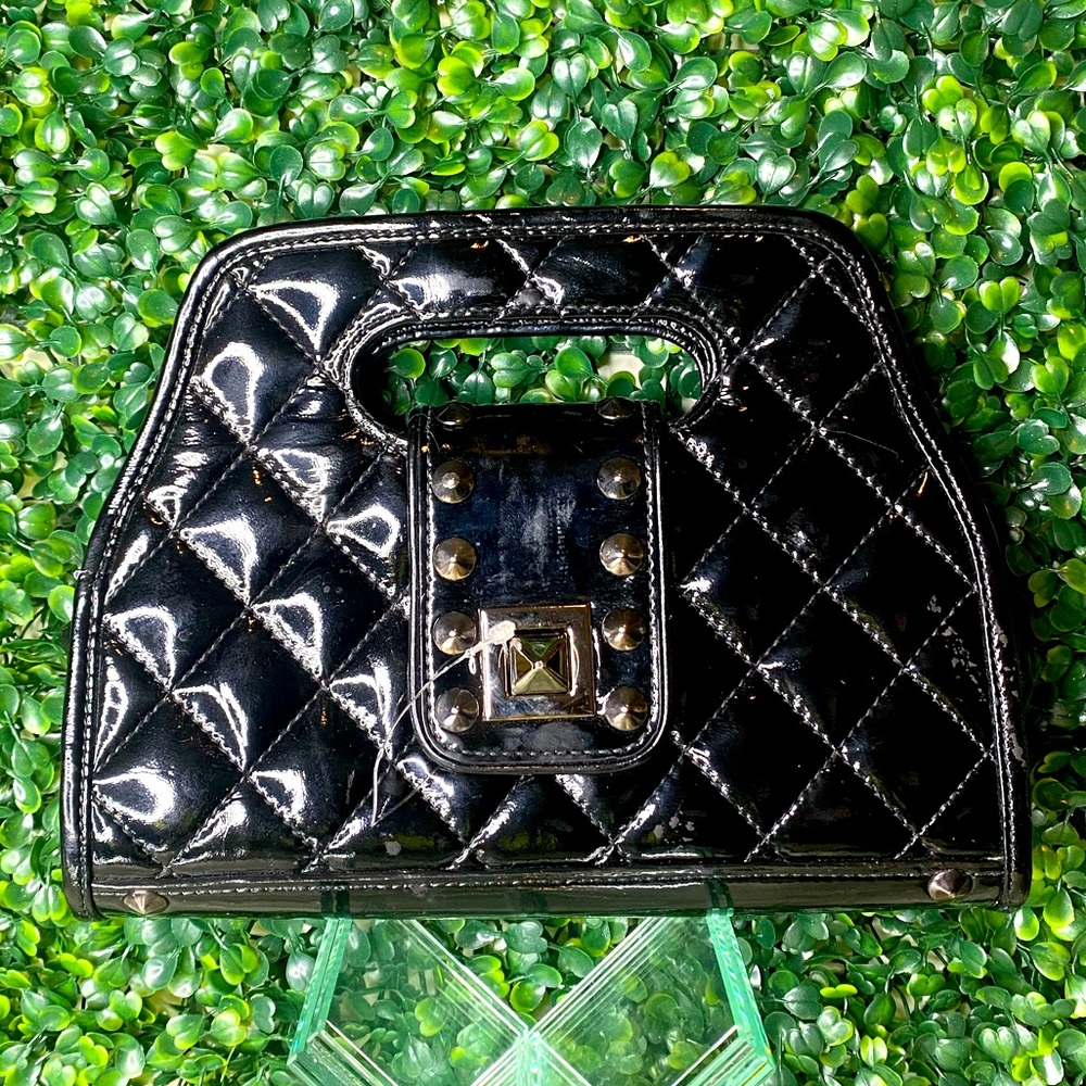 Be&D VINTAGE STUDDED SMALL HANDBANG/CLUTCH METALLIC BRONZE LEATHER CLUTCH